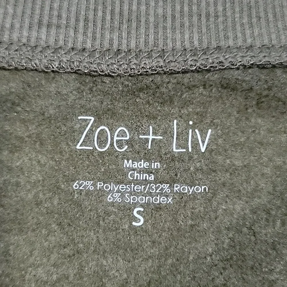 Zoe + Liv Green Camouflage Print Crew Neck Sweatshirt - Size Small